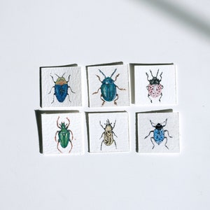 Original Miniature Beetle Painting, Tiny Paintings, Original Watercolor