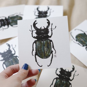 Green Stag Beetle Print of Original Painting