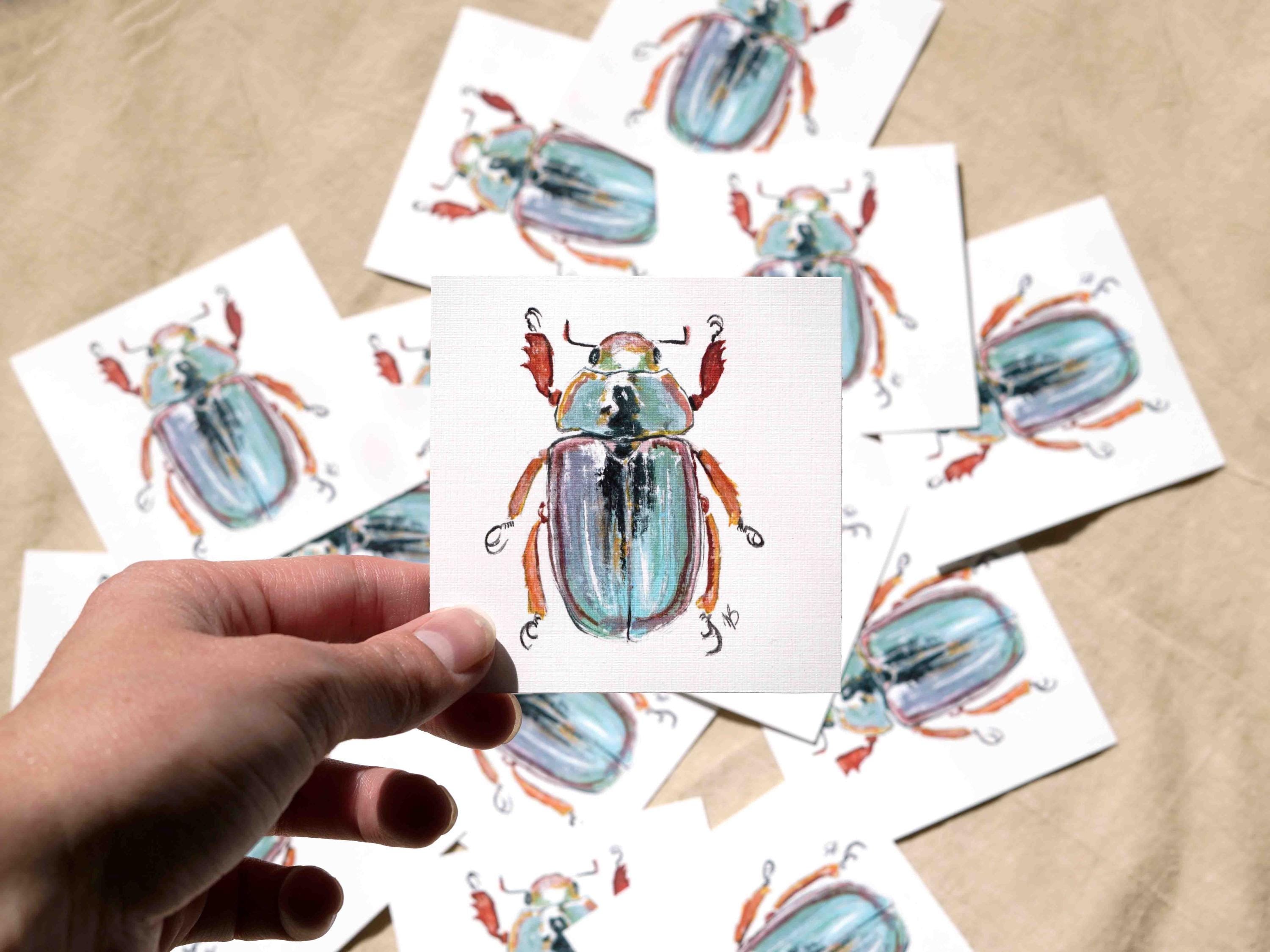 Iridescent Beetle Print of Original Painting