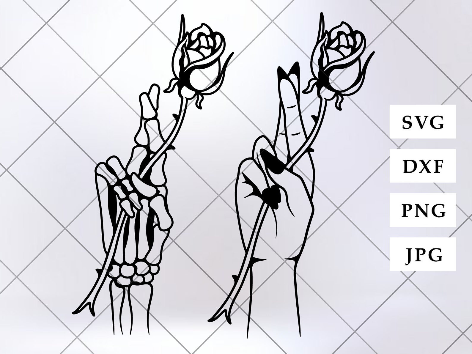 Skeleton Hand Holding Rose Svg | Hands Holding Flowers - Hands Holding