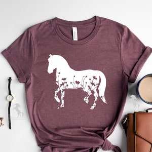 Floral Horse Shirt, Floral Horse Tee, Animal Lover Tee, Horse Shirt, Horse Lover Gift, Animals Tee