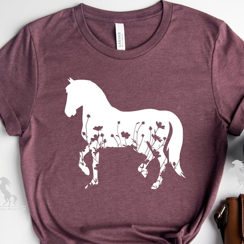 Floral Horse Tee Shirt Etsy