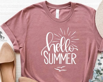 Hello Summer Shirt, Summer Shirt, Summer Lovers Shirt, Summer Gift, Beach Shirt, Summer Season Shirt, Vacation T-shirt, Women’s Summer Tee