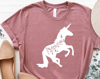 Floral Unicorn Shirt, Floral Unicorn Tee, Unicorn shirt, Animal Lover Tee, Unicorn Lover Gift Tee, Animals Tee, Unicorn Birthday Shirt