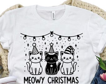 Meowy Christmas Shirt, Christmas Cat Shirt, Christmas Meowy Shirt, Cute Christmas Cat Shirt, Christmas Cat Tee, Cat Lovers Shirt