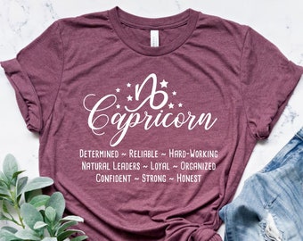 Maglietta con il segno zodiacale del Capricorno, regalo per il Capricorno, maglietta con l'oroscopo del Capricorno, maglietta con l'astrologia del Capricorno, maglietta con lo zodiaco, maglietta con il segno del Capricorno