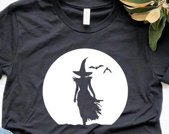 Moon Witch Shirt, Wicked Witch Shirt, Kids Bedroom Shirt, Halloween Witch Shirt, Witch Silhouette Shirt, Spooky Witch, Hocus Pocus Shirt