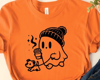 Cute Ghost Shirt, Ghost and Dog Tee, Halloween Ghost Shirt, Funny Halloween Shirt, Sweet Ghost Tee, Halloween Dog Tee