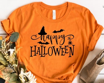 Camiseta de Halloween, camiseta de Halloween, camiseta divertida de Halloween, camiseta de Halloween con sombrero, regalo de Halloween, camiseta linda de Halloween, camiseta espeluznante