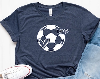 Personalized Soccer Ball Shirt, Soccer Team Shirt, Personalized Soccer Shirt, Customized Soccer Shirt, Personalized Soccer Heart Shirt