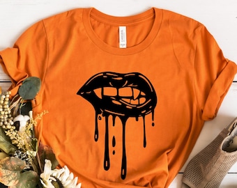 Vampire Lips Tee, Halloween Vampire Shirt, Vampire Shirt, Vampire Teeth Shirt, Women Halloween Shirt, Halloween Party, Vampire Bite Shirt