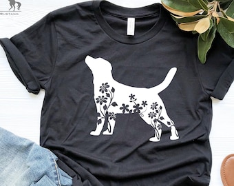 Floral Dog Shirt, Floral Dog Tee, Flower Dog Shirt, Animal Lover Tee, Dog Lover Gift Tee, Cute Dog, Floral Dog Birthday Shirt, Floral Dog