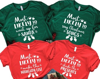 Chemises Famille Noël, Chemises Famille Noël, T-shirts Famille Noël, Chemises Famille Noël, Chemises Famille Noël Très probable, T-shirts Famille Noël