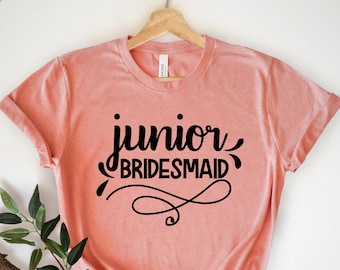 Camisa de dama de honor junior, camisa de boda, camisa de novia, camiseta de fiesta nupcial, camisa de fiesta de boda, camiseta con citas divertidas, camiseta de regalo de boda