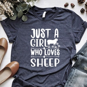 Just A Girl Who Loves Sheep Shirt, Girl&#39;s Sheep Shirt, Sheep Silhouette Shirt, Sheep Tee, Animal Lover Tee, Sheep Lover Gift, Animals Tee