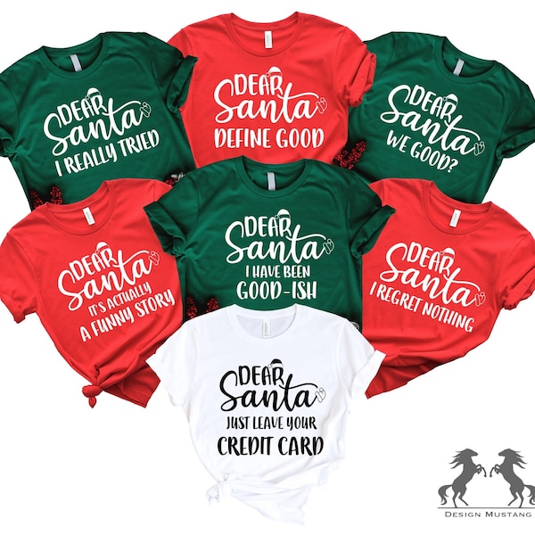 Camisetas de "Querido Papá Noel", camisetas navideñas familiares, camisetas navideñas familiares de "Querido Papá Noel", camisetas navideñas familiares, camisetas con frases navideñas, camisetas familiares
