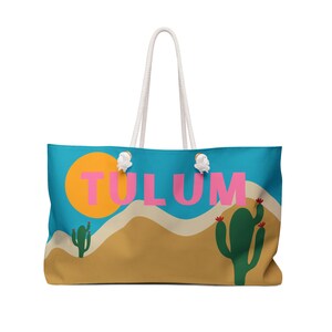 Viva Tulum |  Large Oversized Weekender Tote Bag | Decorative Contemporary Designer Scandi Story Art Portrait Accent Bag Gifts