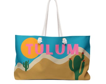Viva Tulum Bolsa de fim de semana grande: Bolsa de praia Scandi Art