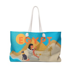 Woman Power | Egypt |  Large Oversized Weekender Tote Bag | Decorative Contemporary Designer Scandi Art Portrait Accent Bag Gifts