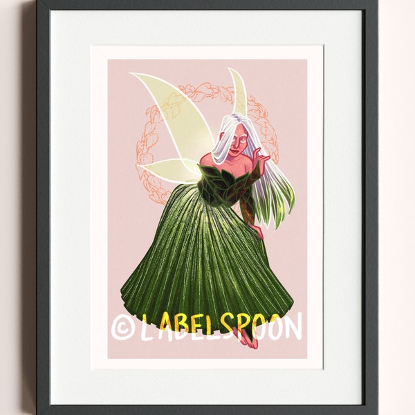 Philodendron Birkin Fairy - Philodendron Micans Houseplant Fairy Art Print