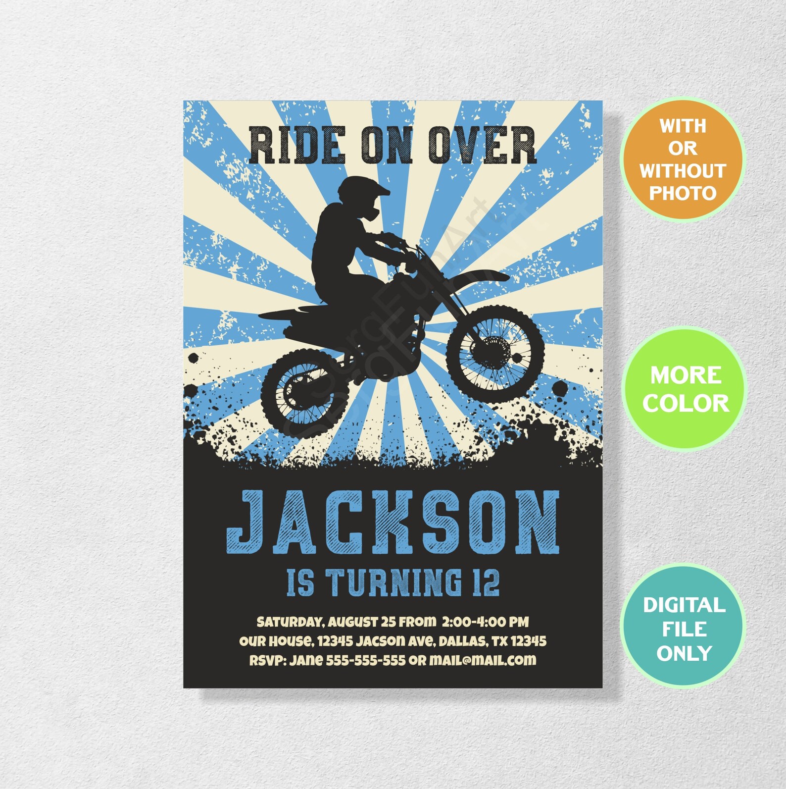 Dirt Bike Invitation Dirt Bike Birthday Invitation Etsy