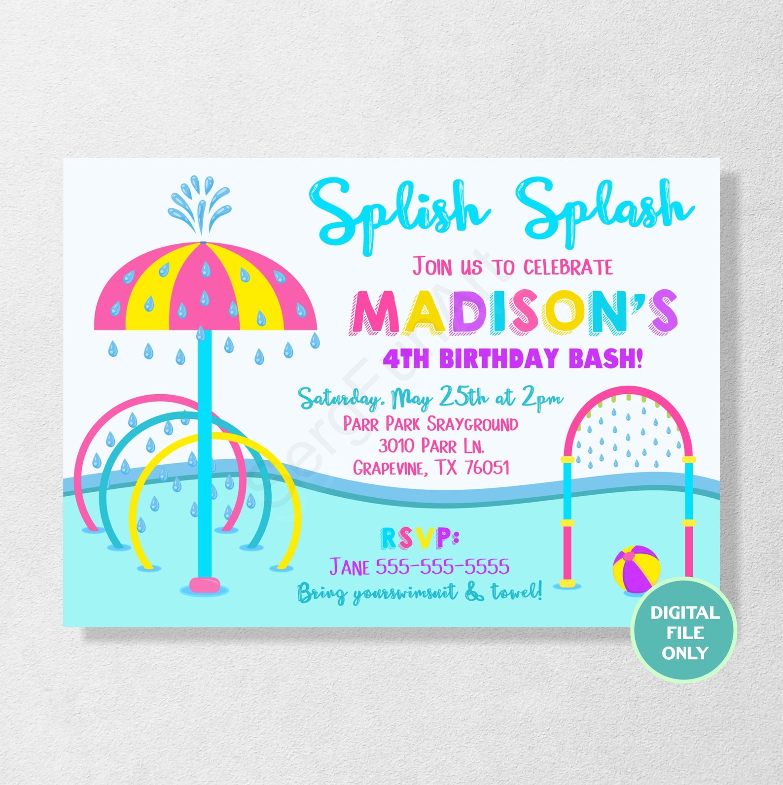 Splish Splash Invitation Splash Pad Birthday Invitation Etsy