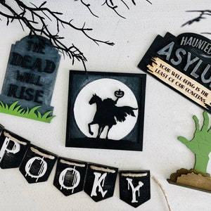 Halloween Tiered Tray Decor, Mini Halloween Signs for Tiered Tray, Halloween Decor, Fall Decor