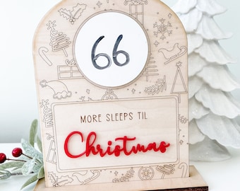 Christmas Sign,Christmas countdown for kids,Holiday decor,Days till Santa comes,Merry Christmas,