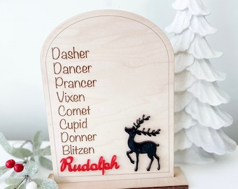Christmas Sign,Holiday decor,Merry Christmas,Santa reindeer sign,Rudolph decorations,Neutral Christmas decorations