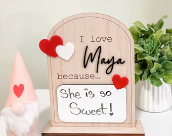 Reasons because I love you,Kids bedroom decor, love message sign, what i love about you sign, kids valentines gift,words of affirmation sign