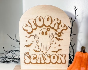 Halloween Decor, Spooky Decorations, Coffee Bar Halloween Decor, Wooden Sign, Cute Halloween Decor,Cute ghost decor,Engraved Halloween Sign