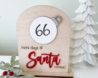 Christmas Sign,Christmas countdown for kids,Holiday decor,Days till Santa comes,Merry Christmas,