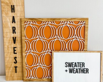 3D Fall Decor Sign, Sweater Weather Sign, Fall decor, Pumpkin, Harvest sign, Coffee bar fall decor,Autumn decorations