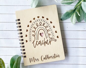 Custom Wooden Notebook,Teachers appreciation gift,Personalized gift for teachers,Custom Engraved gift,Personalized Graduation gift