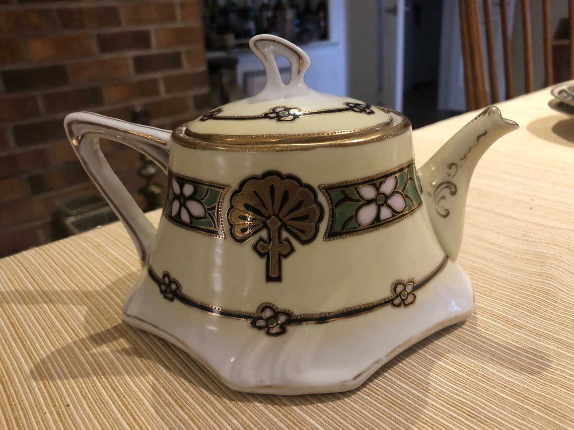 Vintage Art Nouveau Teapot Cream and Sugar Etsy