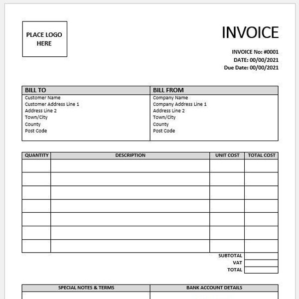 Downloadable Invoice Template For Business Use On Microsoft Word - Printable - Simple, Easy Invoice Template Design