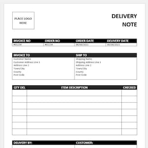 Delivery Note Template | Business Template | Downloadable | Printable | Editable | Professional Template | Easy To Use | Business Forms