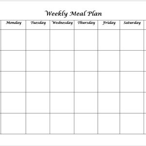 May include: A blank weekly meal planner with a black and white grid. The planner is divided into seven columns for each day of the week and five rows for meal categories: breakfast, snack, lunch, snack, and dinner.