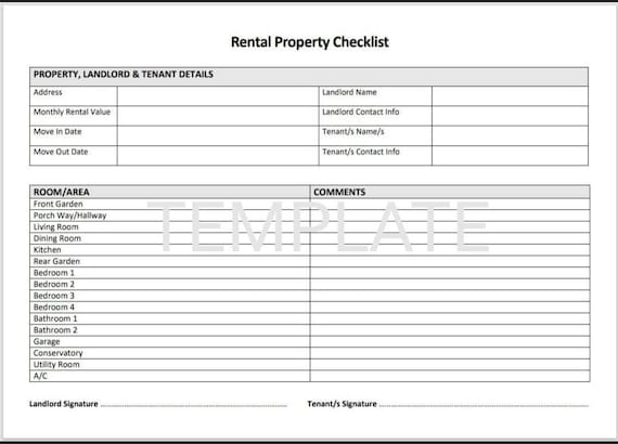 Rental Property Condition Inventory Checklist Template For | Etsy