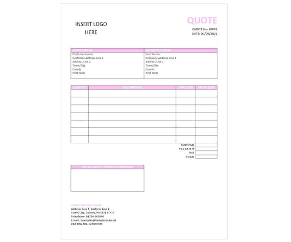 Pink Downloadable Quote Template Printable Template - Etsy