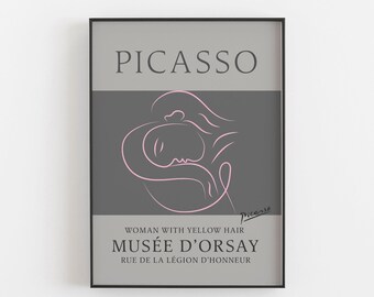 Picasso Woman W/ Yellow Hair Print Modern Abstract Grey - Etsy Picasso Woman W/ Yellow Hair Print Modern Abstract Grey - Etsy