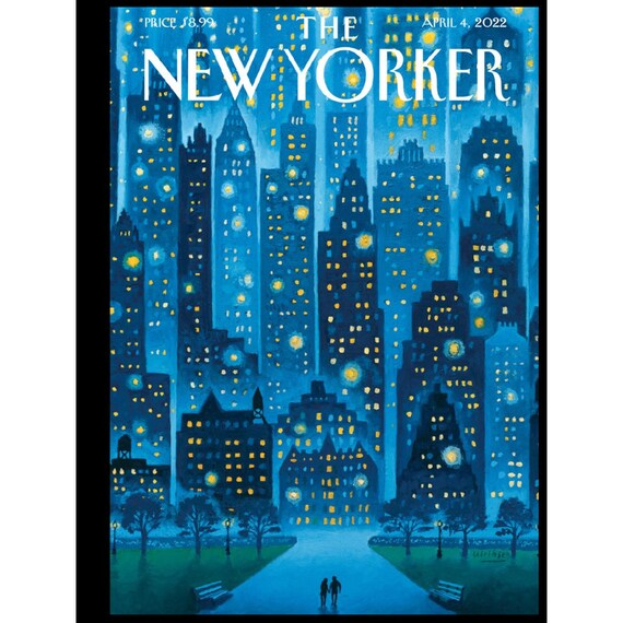 New Yorker Cover Art Print New York City Urban City Night Etsy