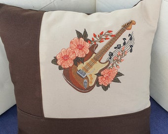 Embroidery file guitar with flowers /Guitar with flower