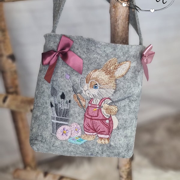 Fichier de broderie lapin artiste / Lapin Easter Bunny Artist