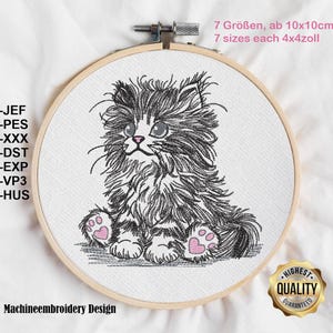 Embroidery cute Cat / Embroidery file cat sitting, lineart, cat motif, pet design, machine embroidery, instant download