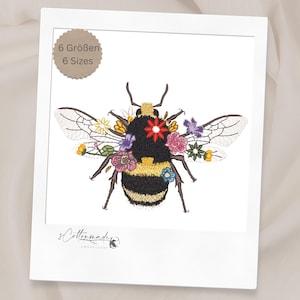 Embroidery Bumblebee/ embroidery file bumblebee/ embroidery design pattern animal with flower mylar motifs, design, INSTANT DOWNLOAD