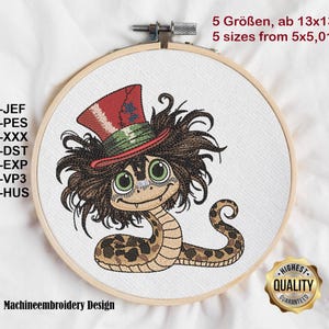 Embroidery cute Snake/ Stickdatei süße Schlange, animal fantasy Design, for Machine embroidery, Instant Download
