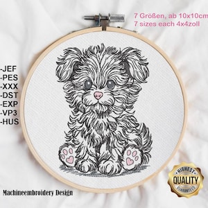 Embroidery cute Dog / Stickdatei Hund sitzend, Lineart, Hundemotiv, Haustier Design, Machine Embroidery, Instant Download