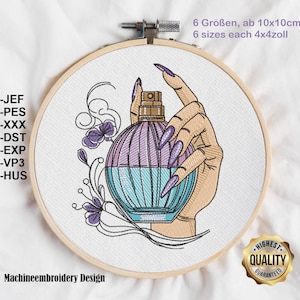 Embroidery perfume bottle with flower/ Embroidery file perfume bottle with flower, beauty Design, for Machine Embroidery, Instant Download