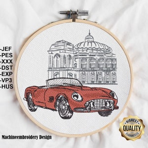 Voiture de broderie en ville / Fichier de broderie Car Line Art / Redwork Lineart Broderie Design, Motif pour motif de broderie machine, TÉLÉCHARGEMENT INSTANTANÉ